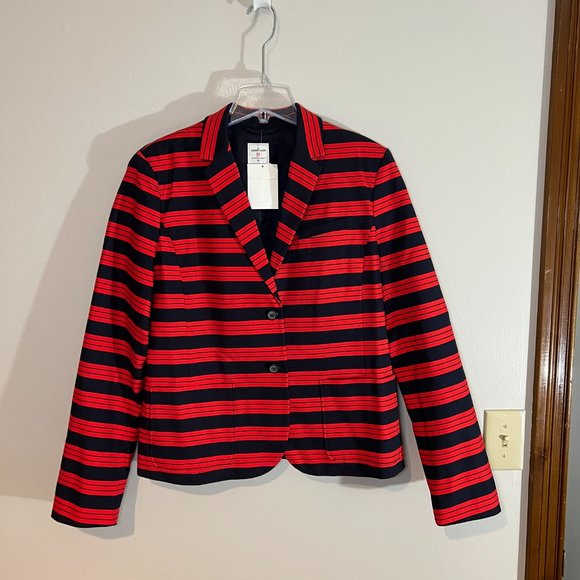 Banana Republic/Academy Blazer Jacket/Red and Navy Stripe/14 Tall/NWT - Picture 1 of 10